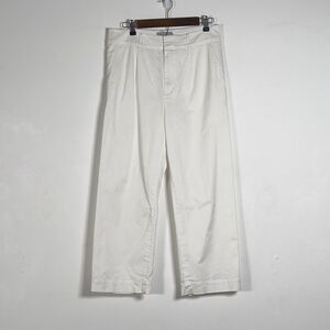 Modern Citizen Straight Leg Crop Pants Womens Sz L White Cotton Stretch